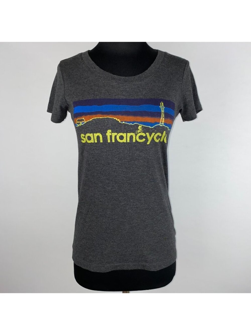 San Francycle Bicycling Cycling T-Shirt Tee Juniors S Graphic Print Biking Cali